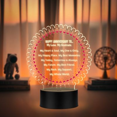 Acrylic Led Lamp Romantic Gift for Couples Warm White Light Gift Item for Wedding, Anniversary, Birthday & Valentine's Day (My Soulmate Gift)